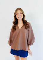 Simone Textured V-Neck Top