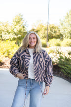 Lumi Zebra Stripe Cropped Jacket
