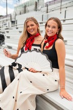 Red & Black Horsebit Silk Scarf
