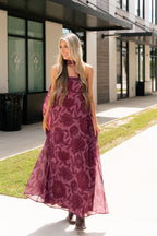 Carlie Floral Maxi Dress in Burgundy