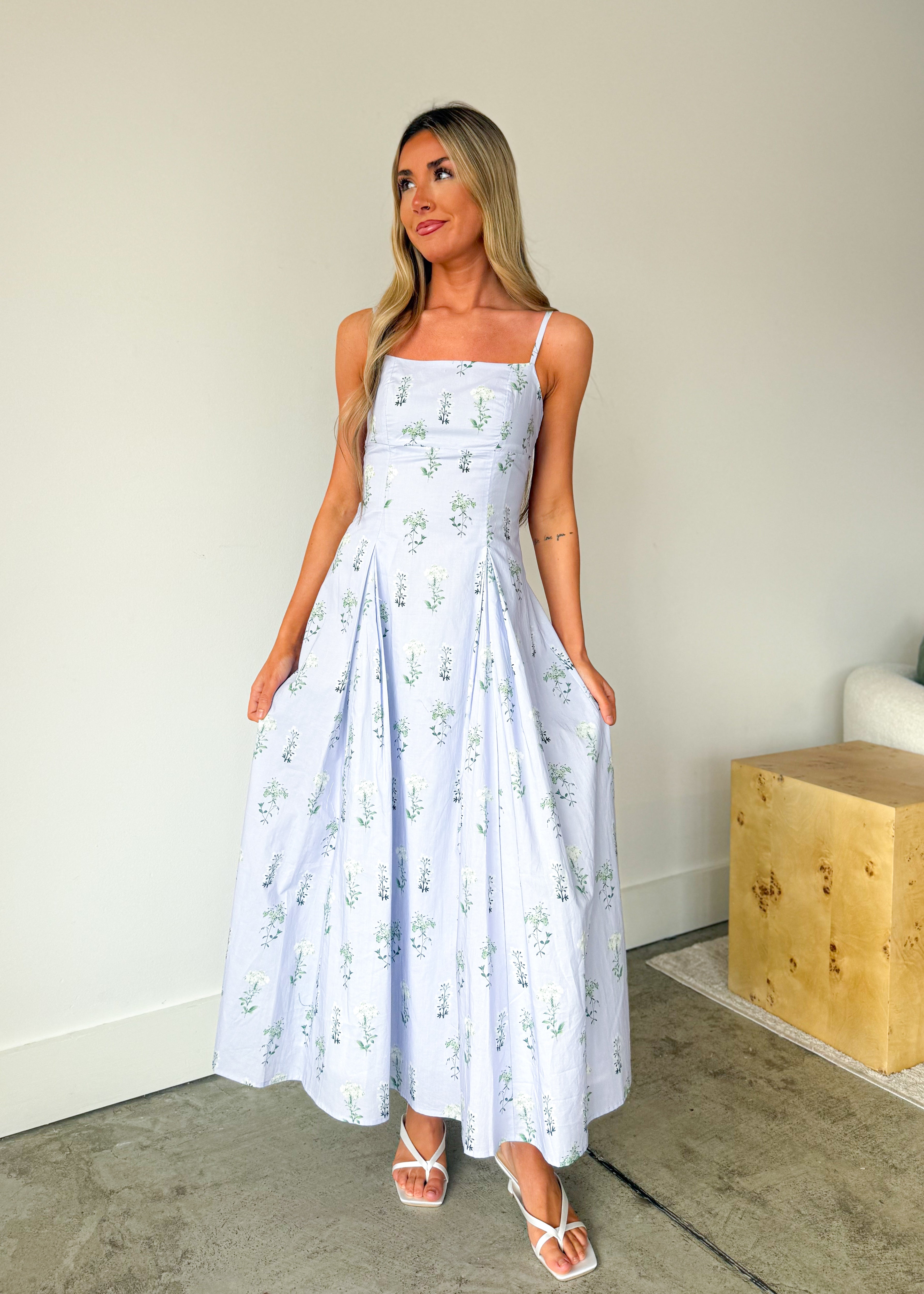 Brielle Meadow Strap Midi Dress