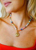 Butterfly Pendant Beaded Necklace