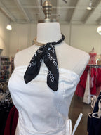 Silk Scarf Wrapped Collar Necklace in Black/Gold