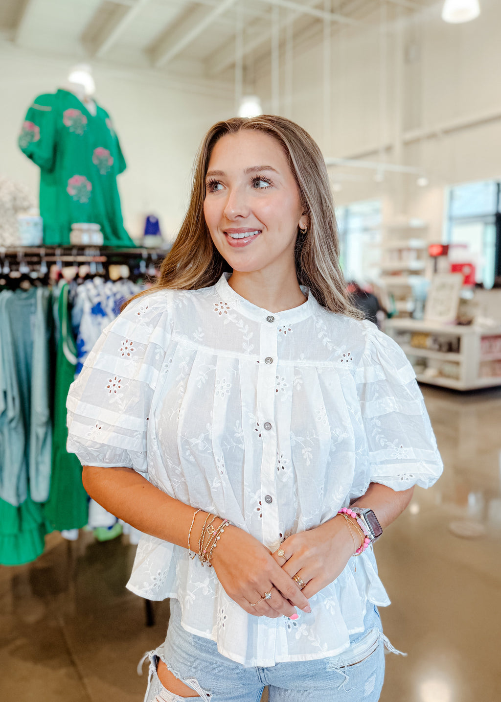 Christine Eyelet Top