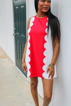Ellie Scalloped Colorblock Shift Dress