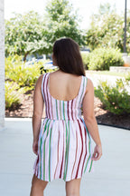 Smocked Sunset Stripe Mini Dress