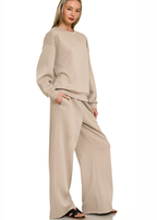 Monique Scuba Crewneck & Wide-Leg Set