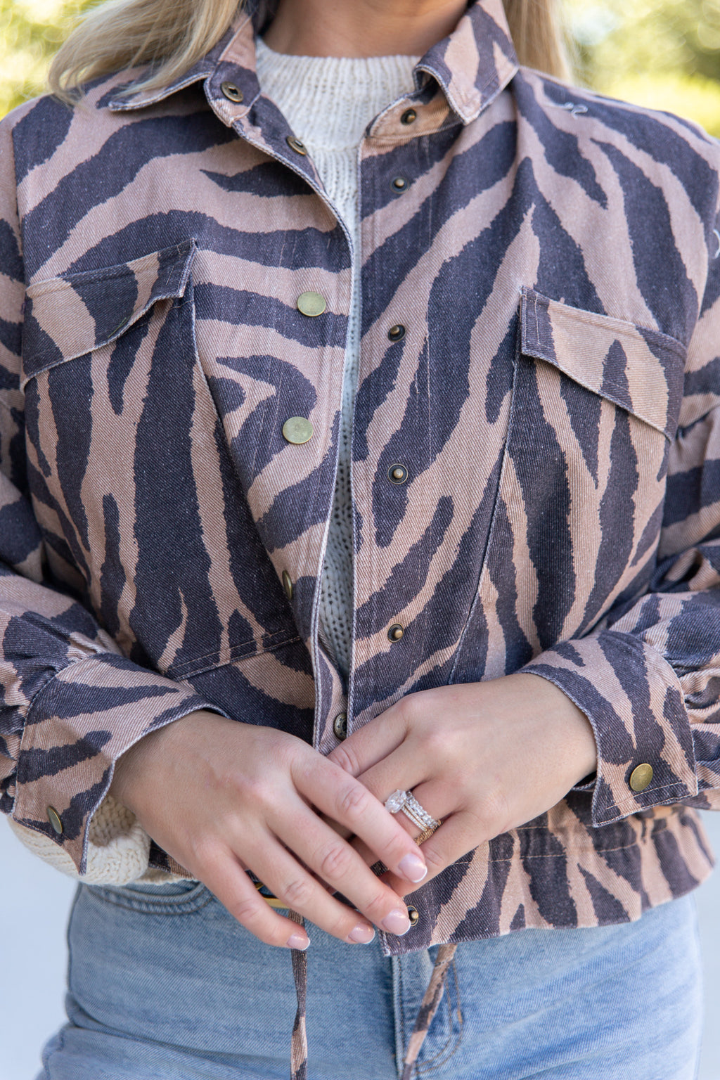 Lumi Zebra Stripe Cropped Jacket