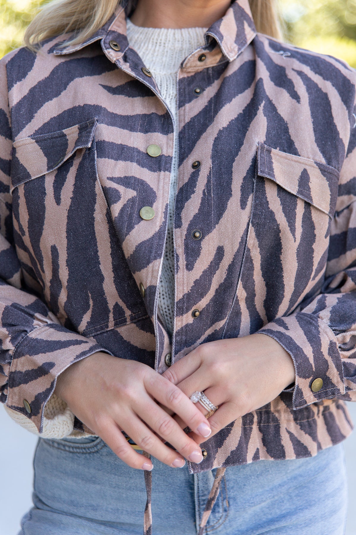 Lumi Zebra Stripe Cropped Jacket
