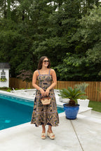 Evangeline Floral Patchwork Midi Dress