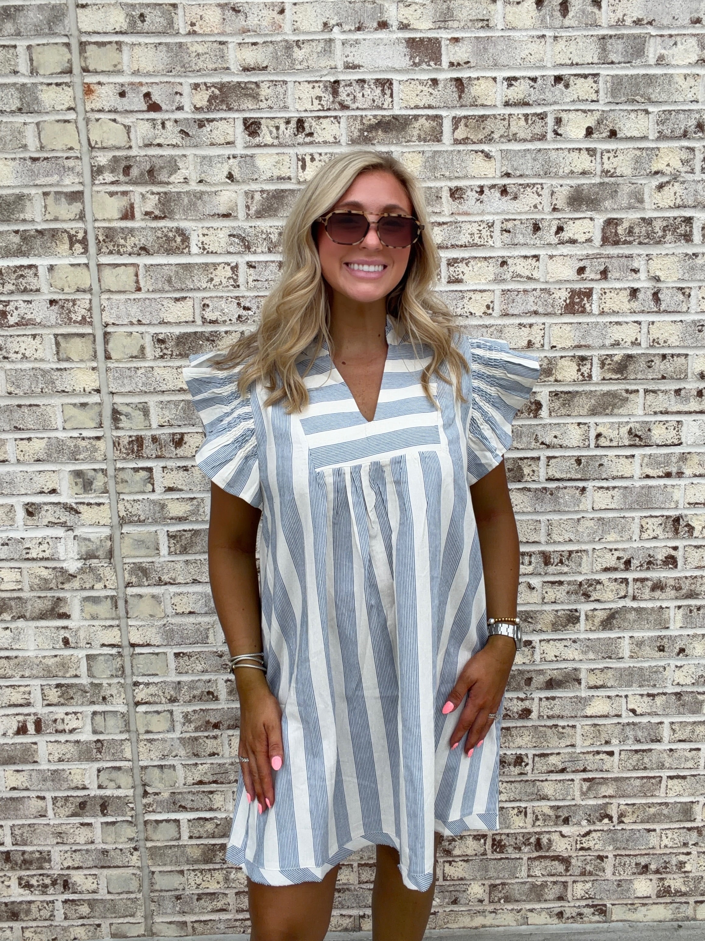 blue stripe mini dress Charlie Stripe Mini Dress – The Swank Company