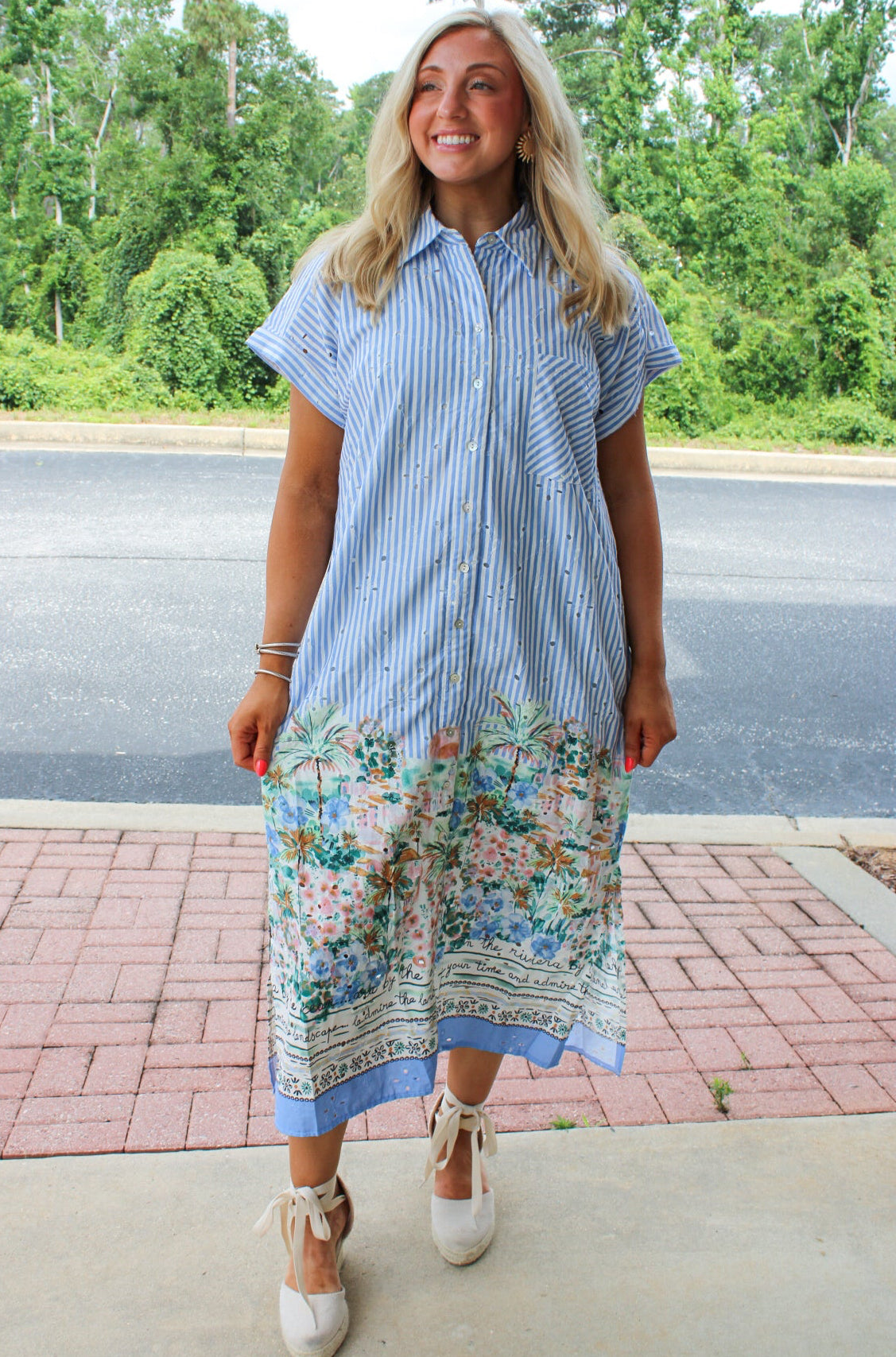 Meadow Stripe Midi Dress