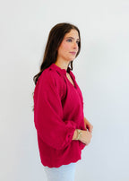 Simone Textured V-Neck Top