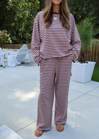 Lena Striped Lounge Set in Vintage Pink