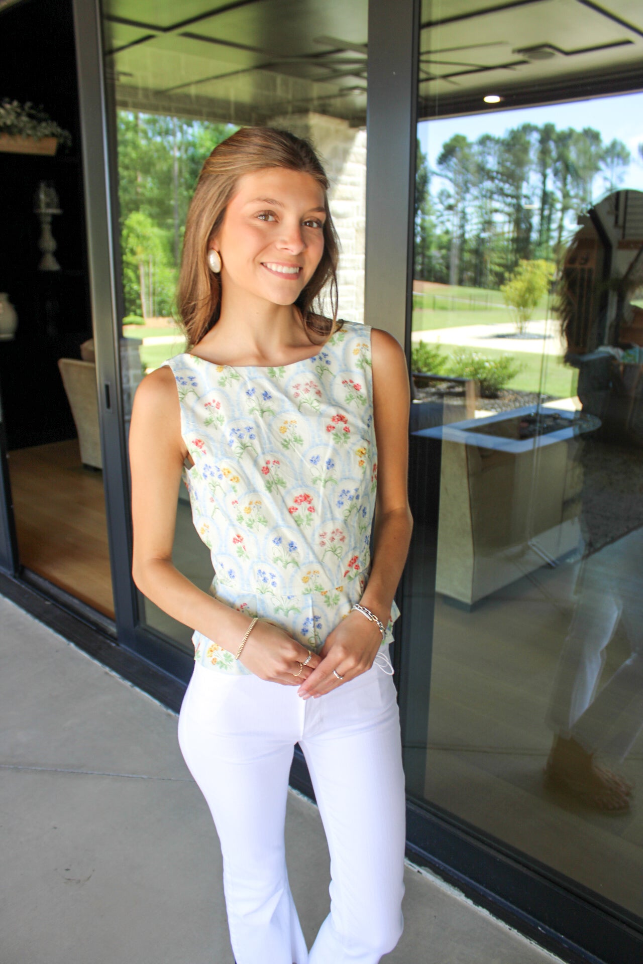 Louisa Botanical Print Sleeveless Top