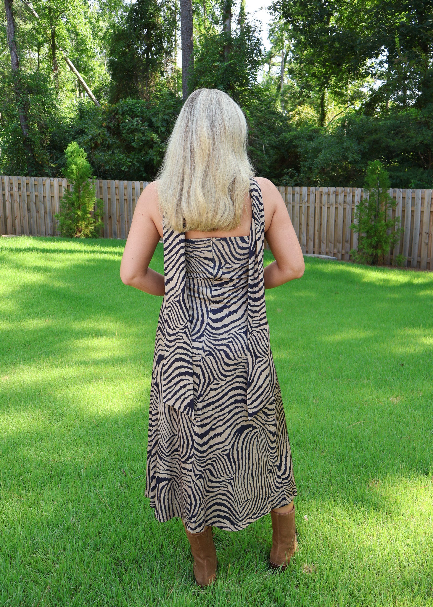 Zoe Zebra Print Midi Dress