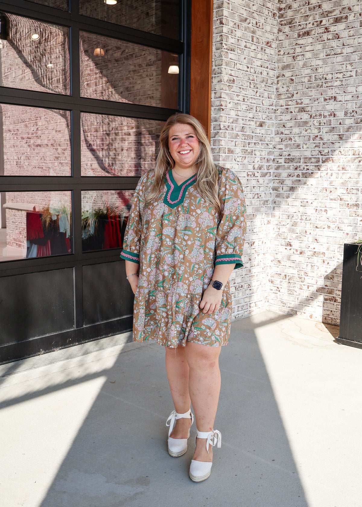 Ava Scallop Trim Boho Dress