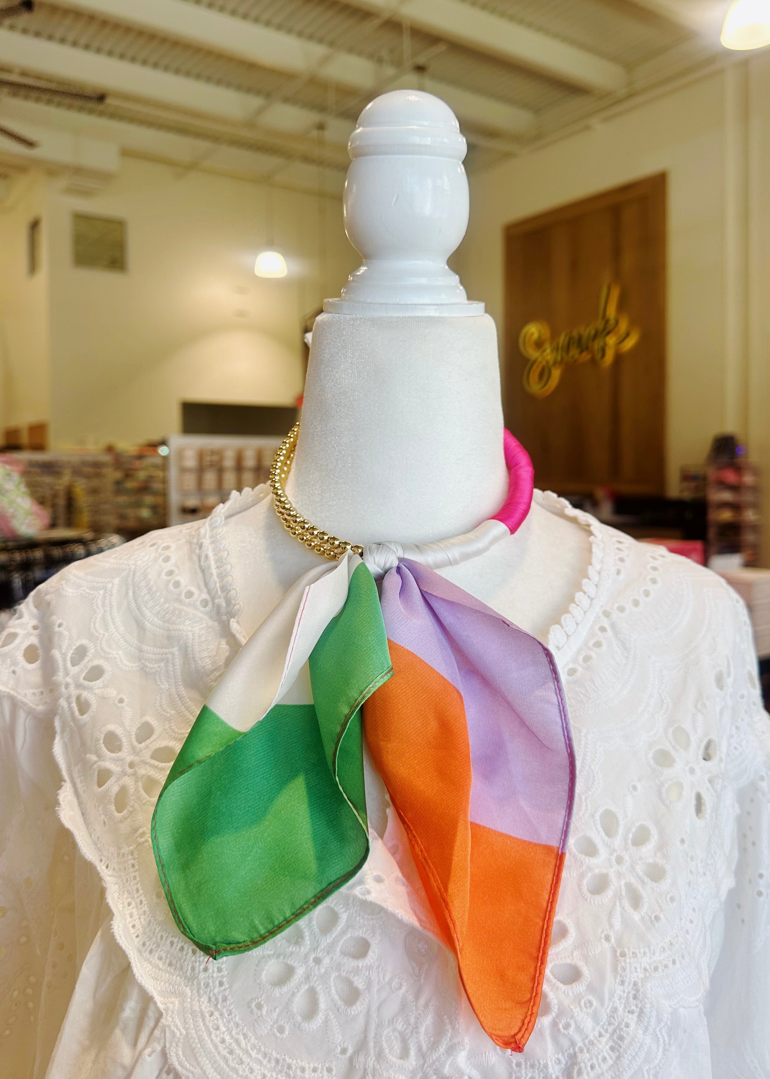 Silk Scarf Wrapped Collar Necklace