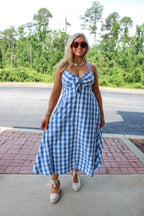 Brooks Bow Front Gingham Midi Dress