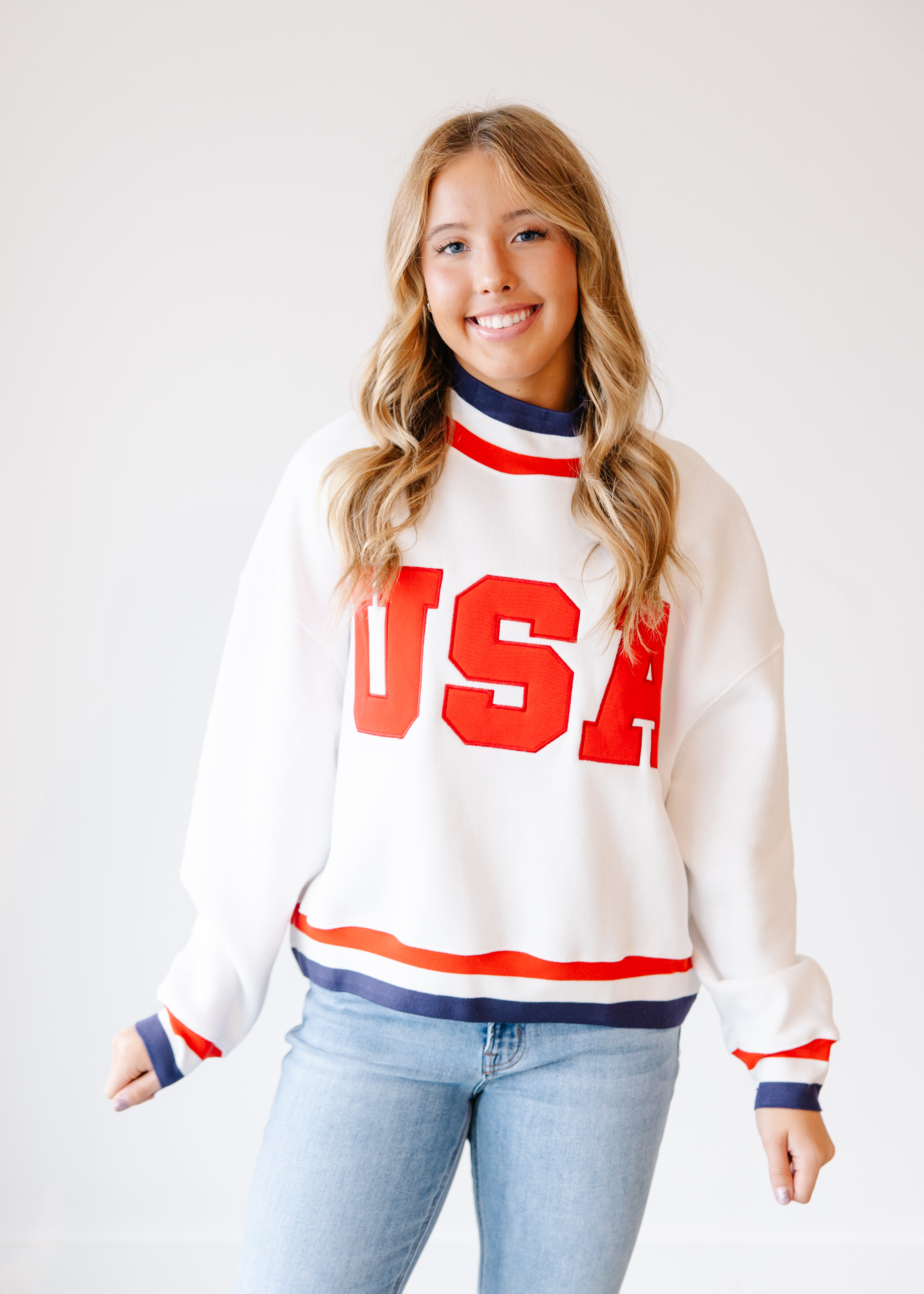 USA Contrast Trim Sweatshirt