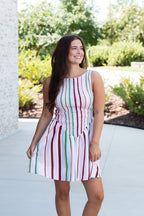 Smocked Sunset Stripe Mini Dress