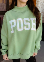 Posh Embroidered Mock Neck Sweatshirt