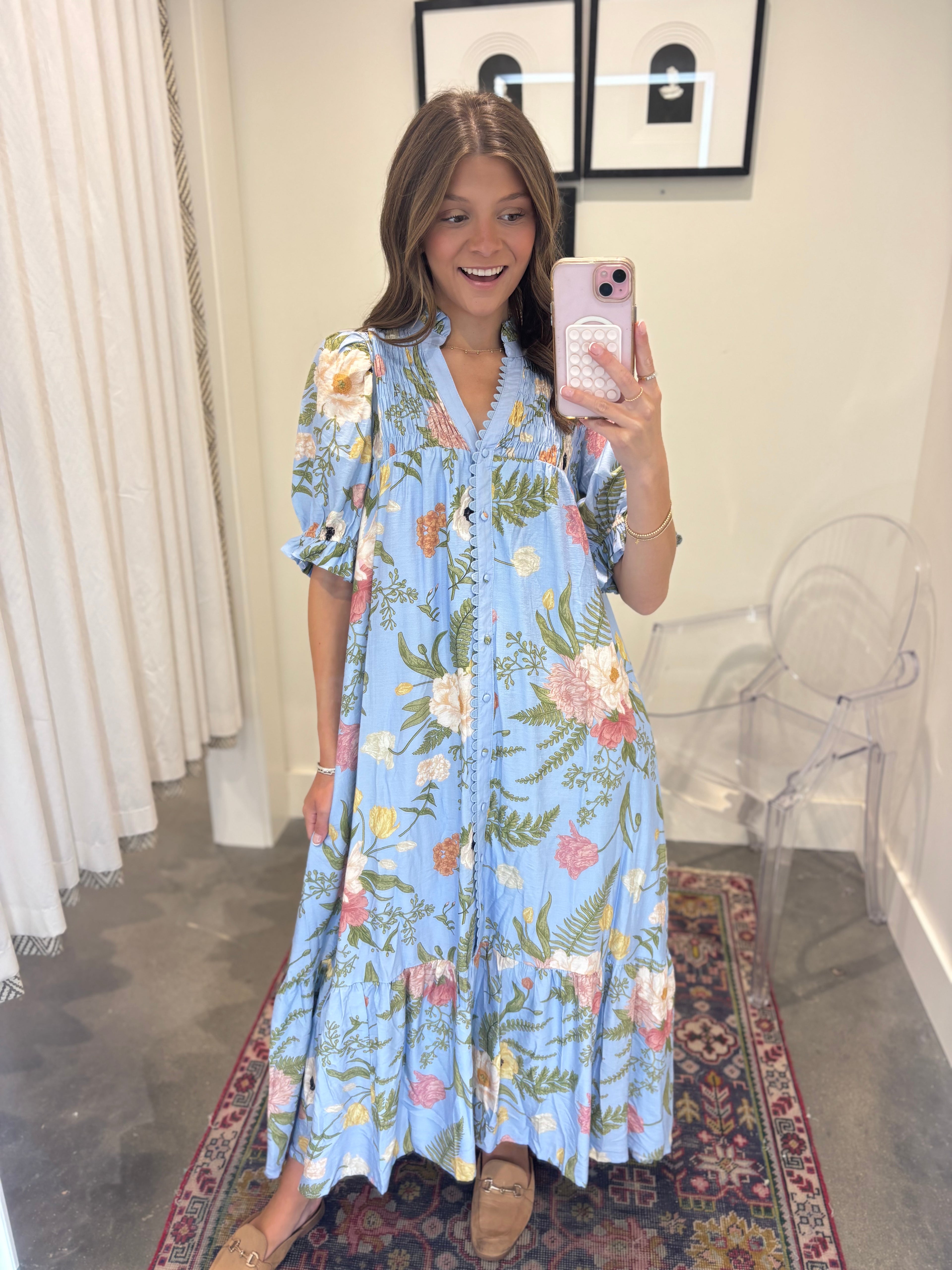 Eden Bloom Button Front Midi Dress
