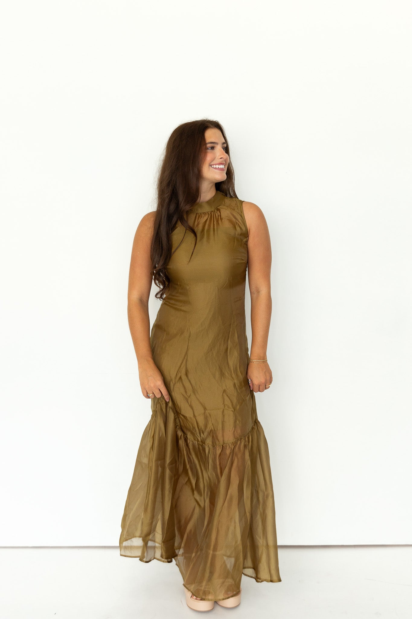 Evie High Neck Sheer Maxi Dress