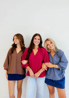 Simone Textured V-Neck Top