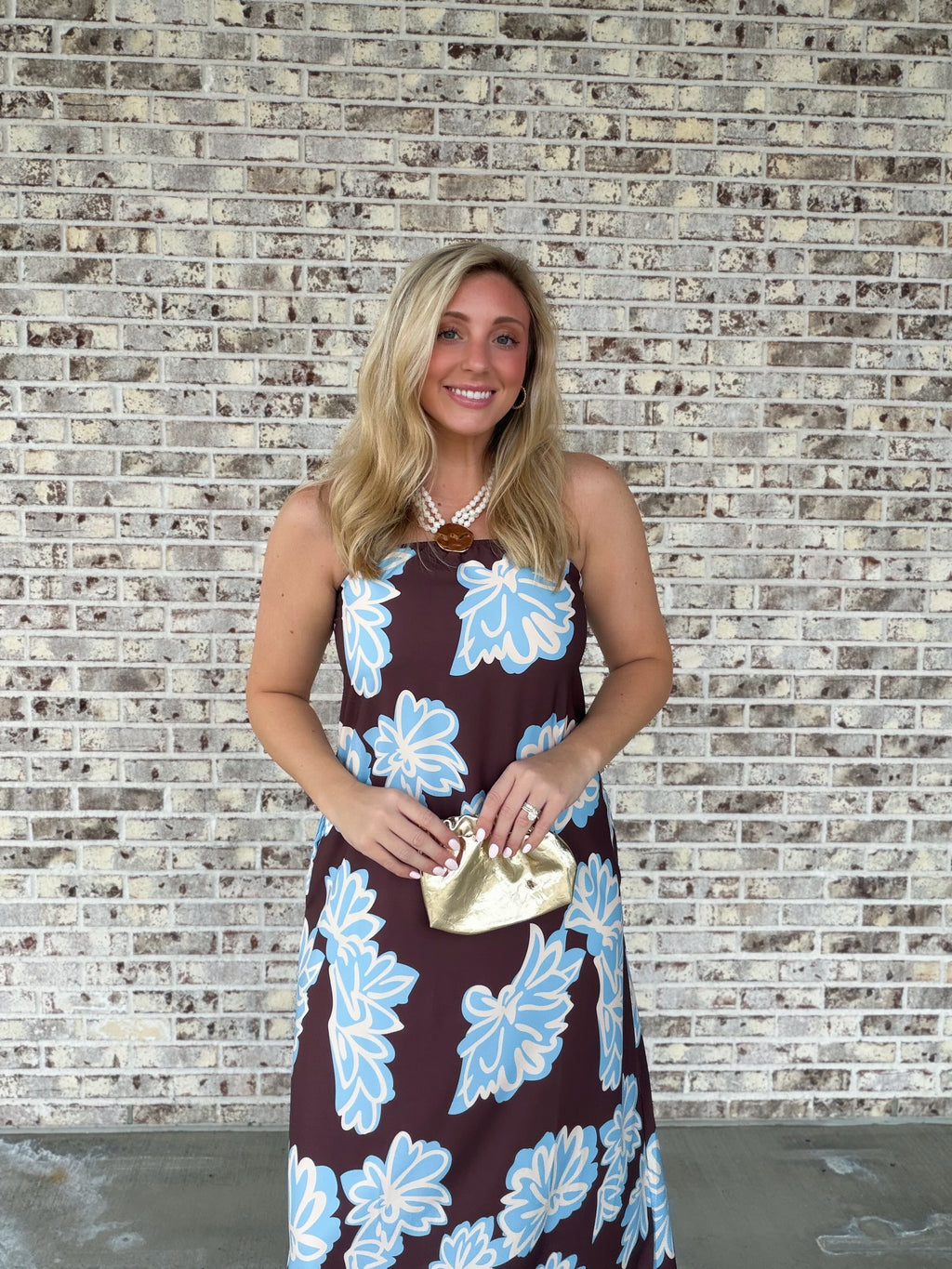 Thalia Desert Bloom Strapless Maxi Dress