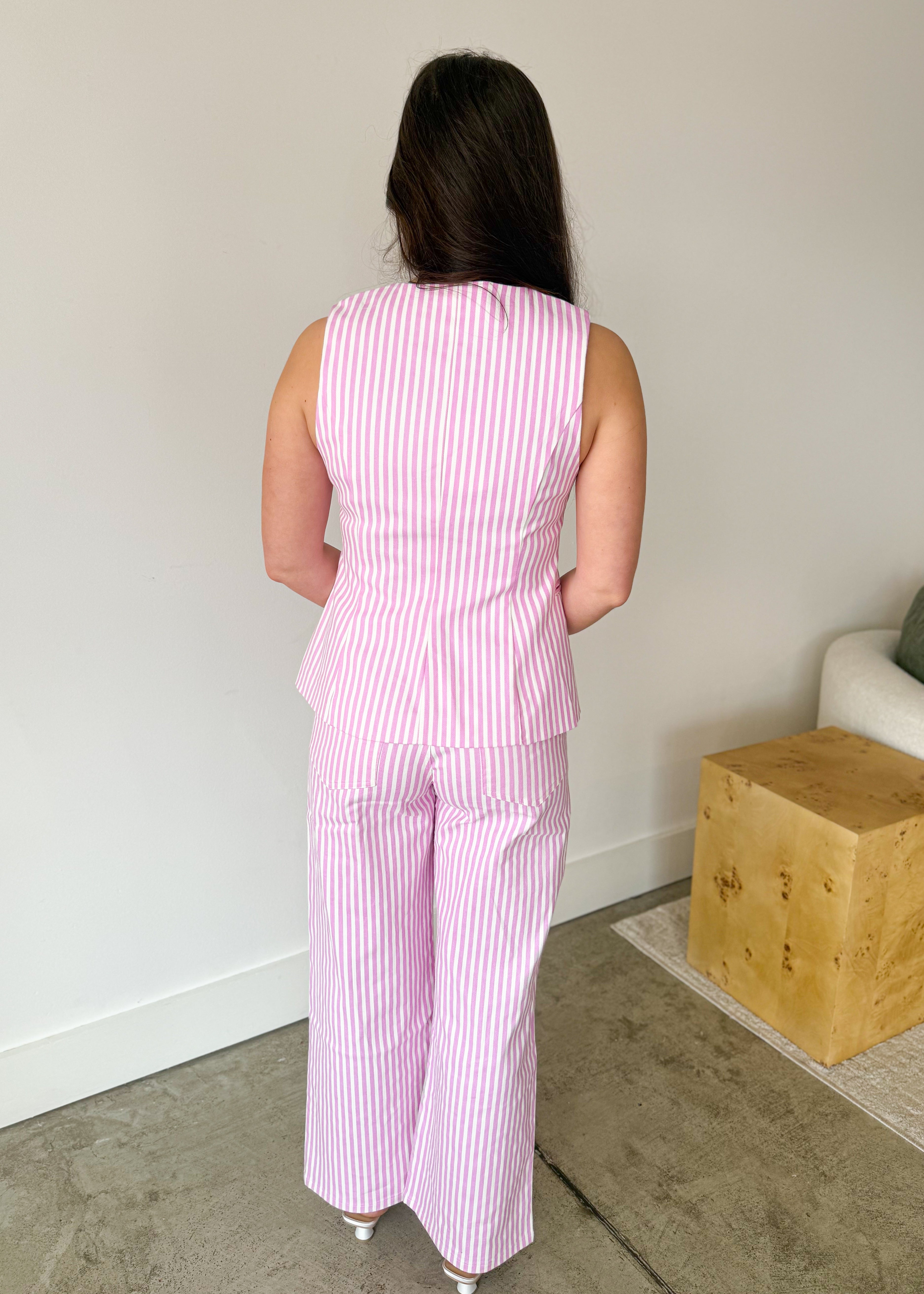 Blythe Buttoned Stripe Vest Top