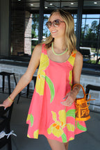 Sunny Tropical Orchid Swing Dress