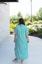 Evie Stripe Button Down Midi Dress
