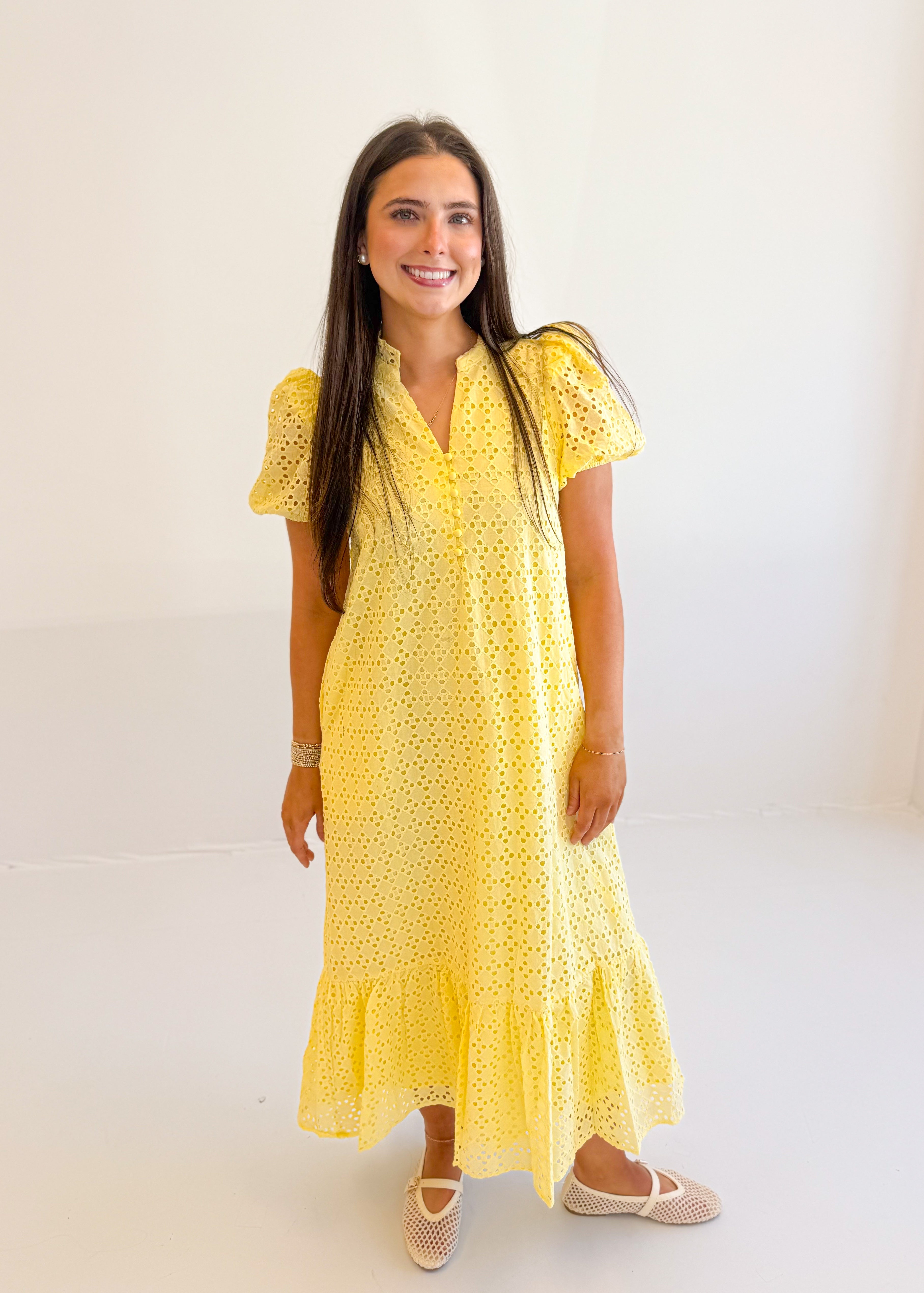 Holland Puff Sleeve Midi Dress