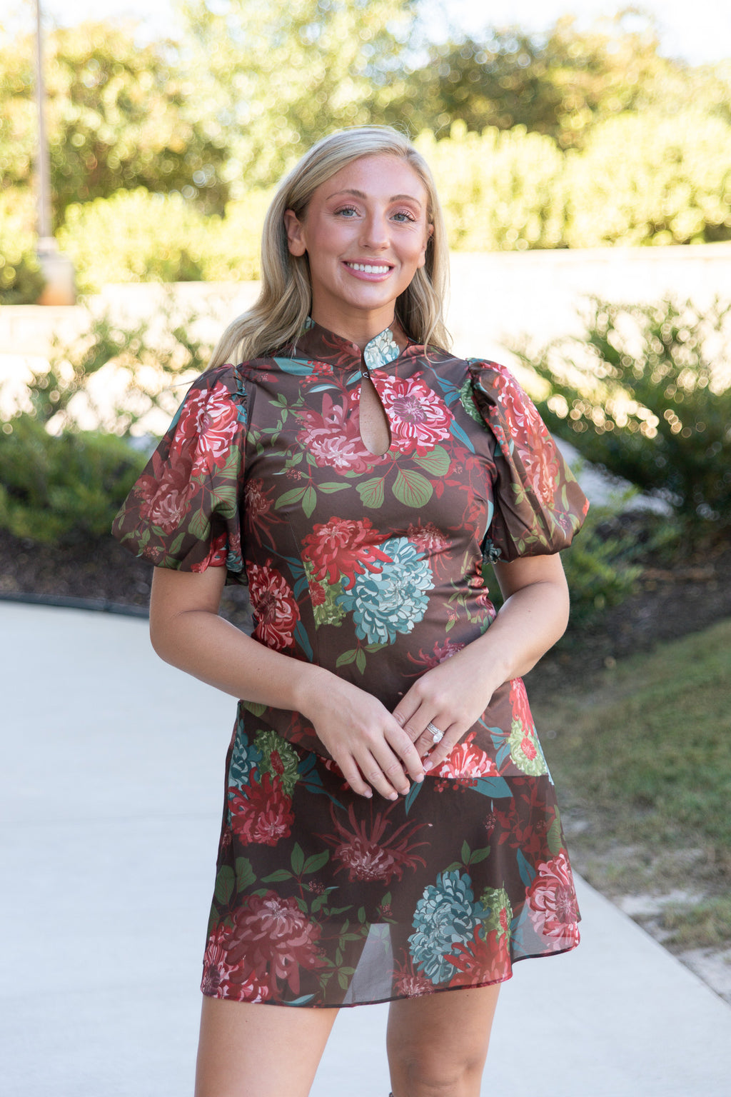 Lois Floral Keyhole Collar Dress