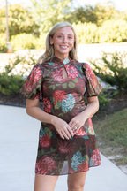Lois Floral Keyhole Collar Dress