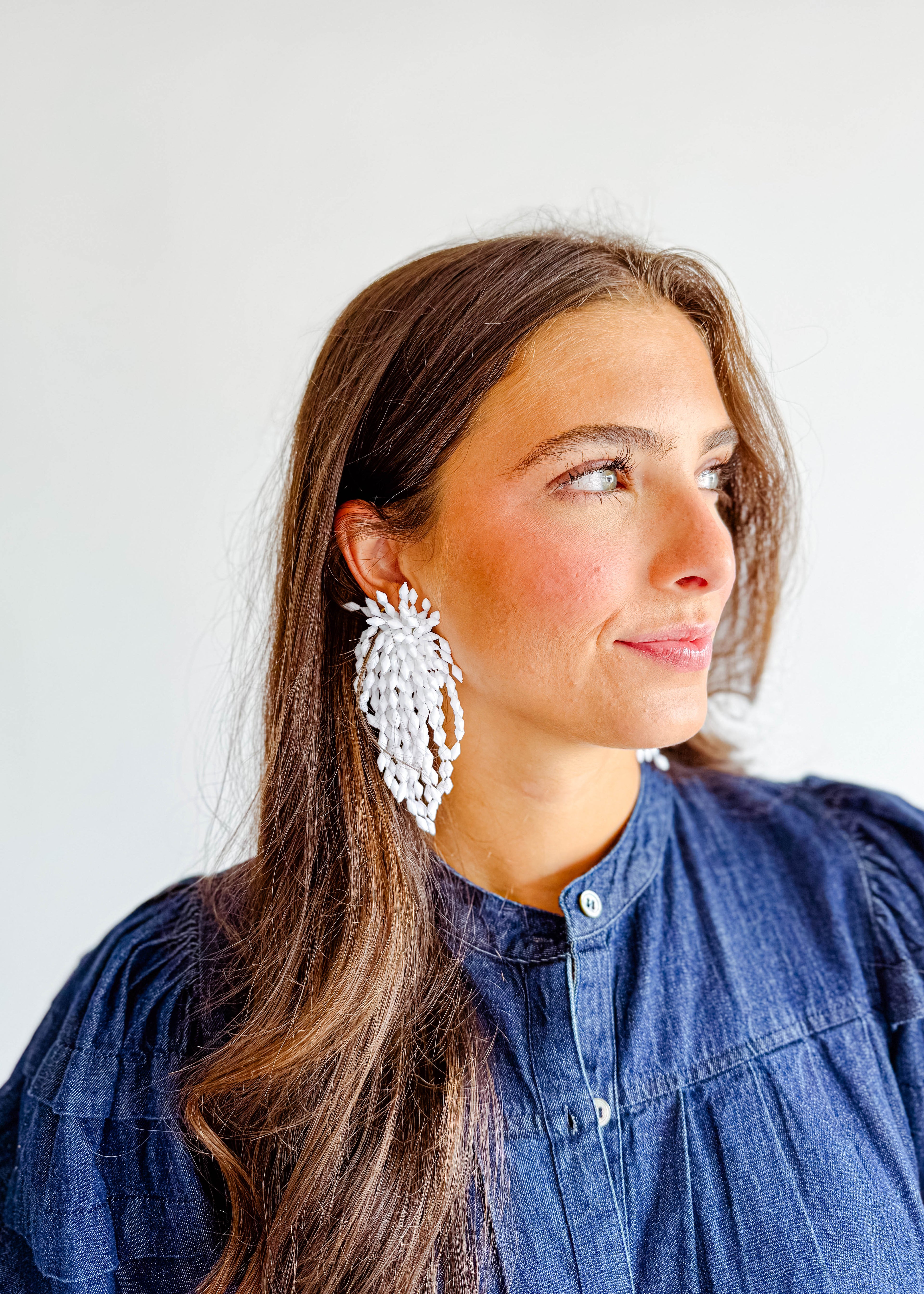 Bead Fringe Long Earrings