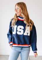 USA Contrast Trim Sweatshirt