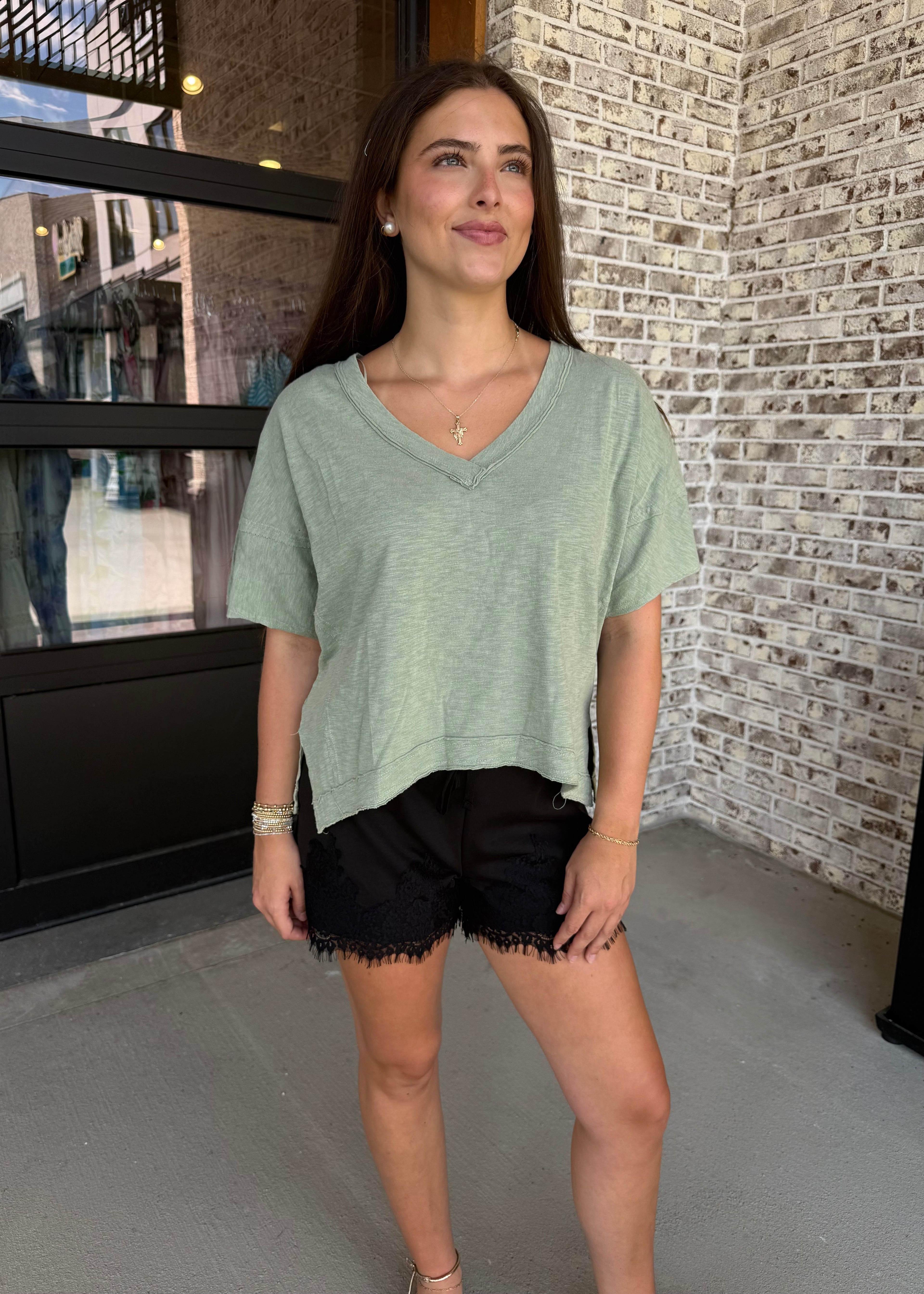 Leia Oversized V-Neck Top