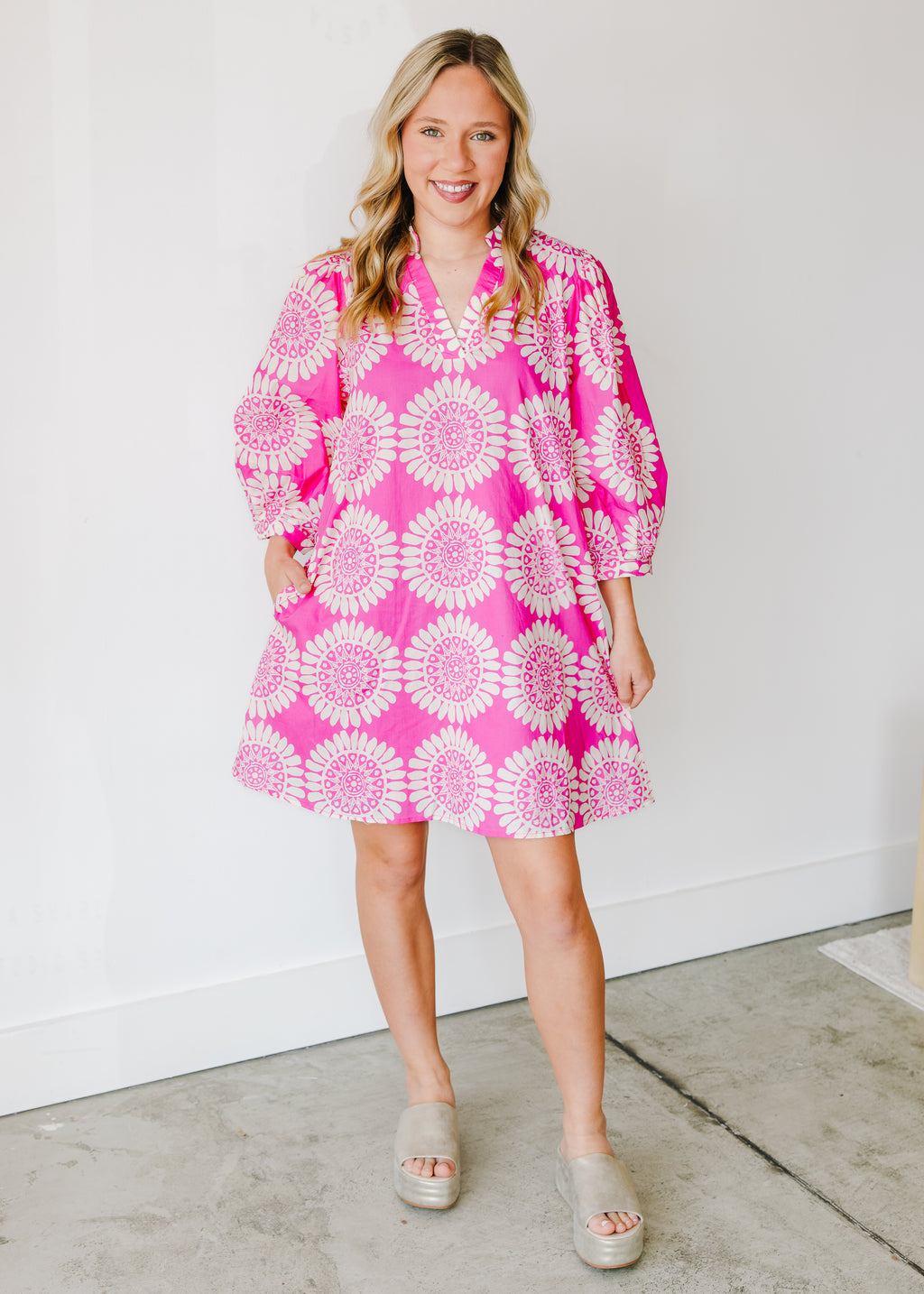 Elowen Medallion Puff Sleeve Dress