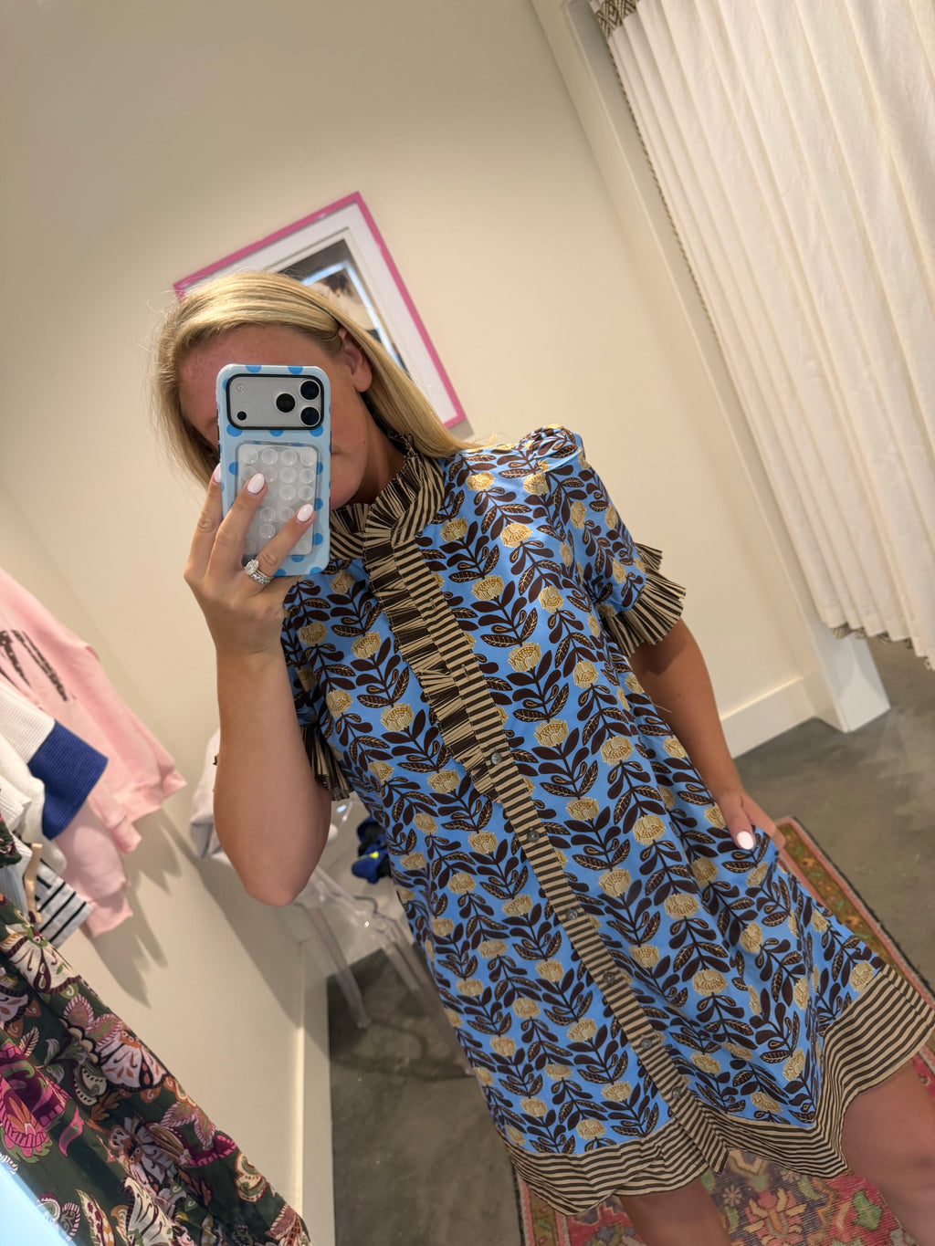 Elis Collared Dress in Blue