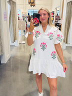 Zinnia Bubble Sleeve Mini Dress
