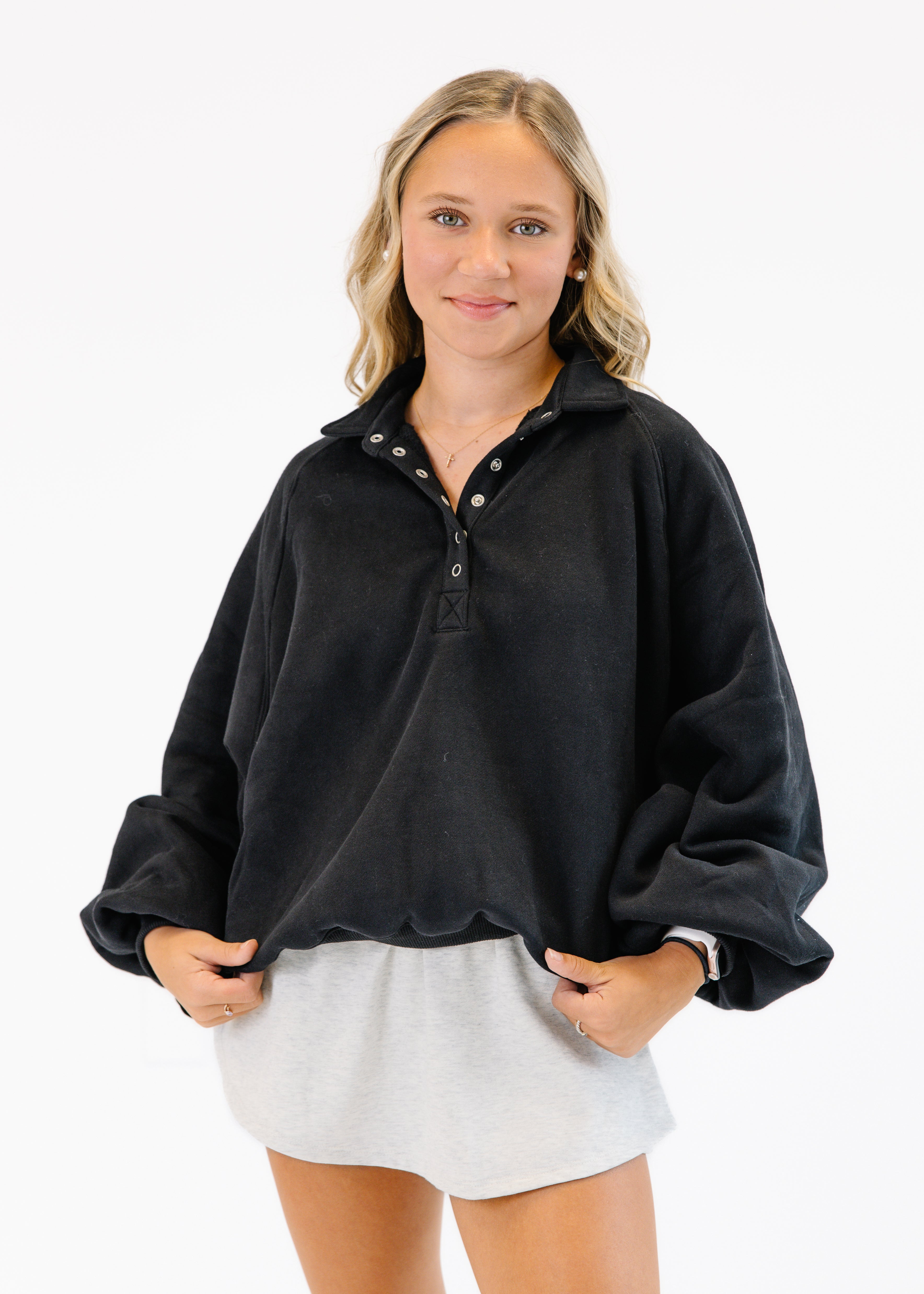 Snap Button Collared Sweater