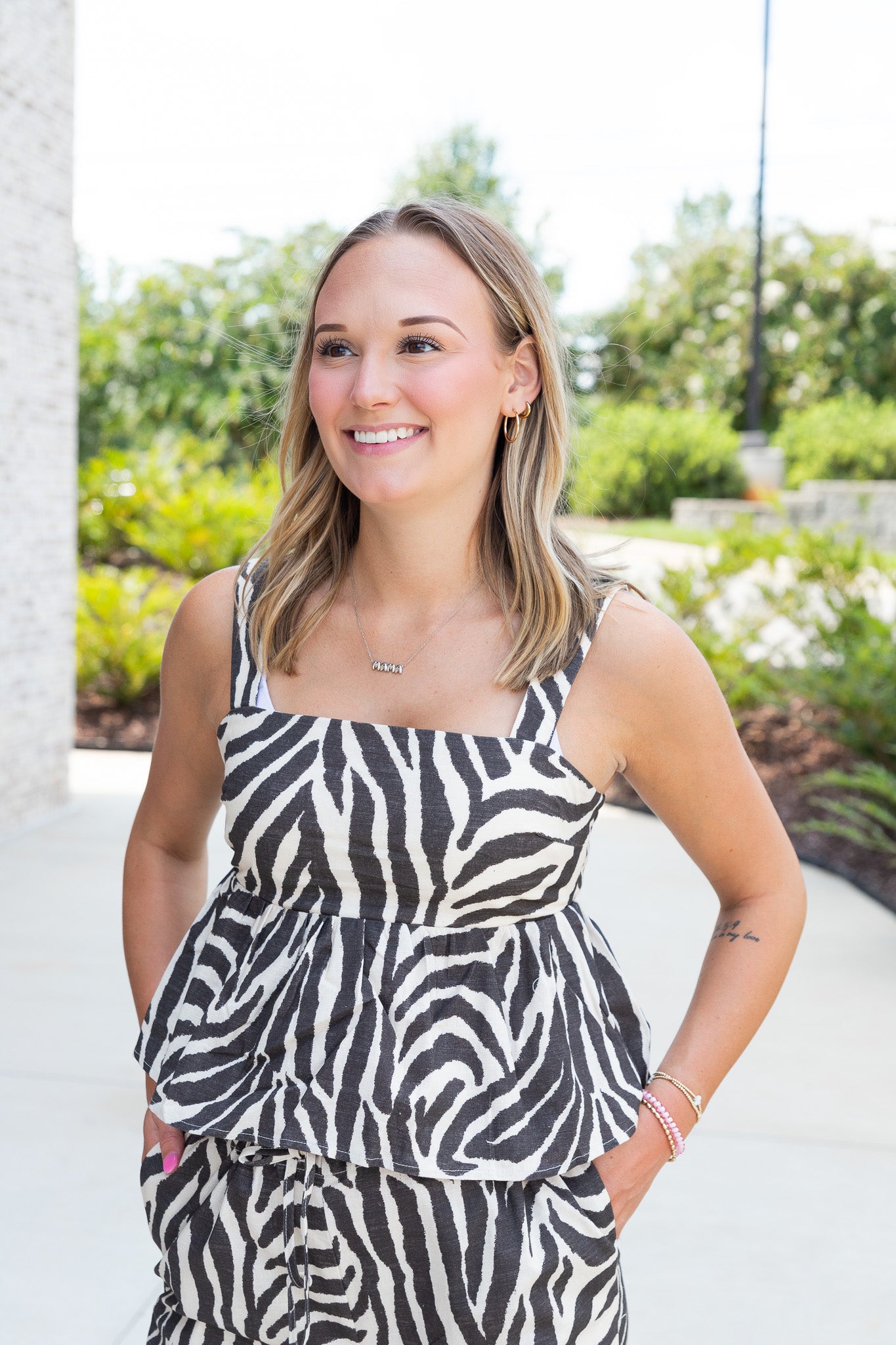 Zebra Tie Back Peplum Top