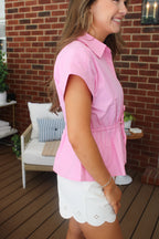 Camille Cinch Waist Button Down