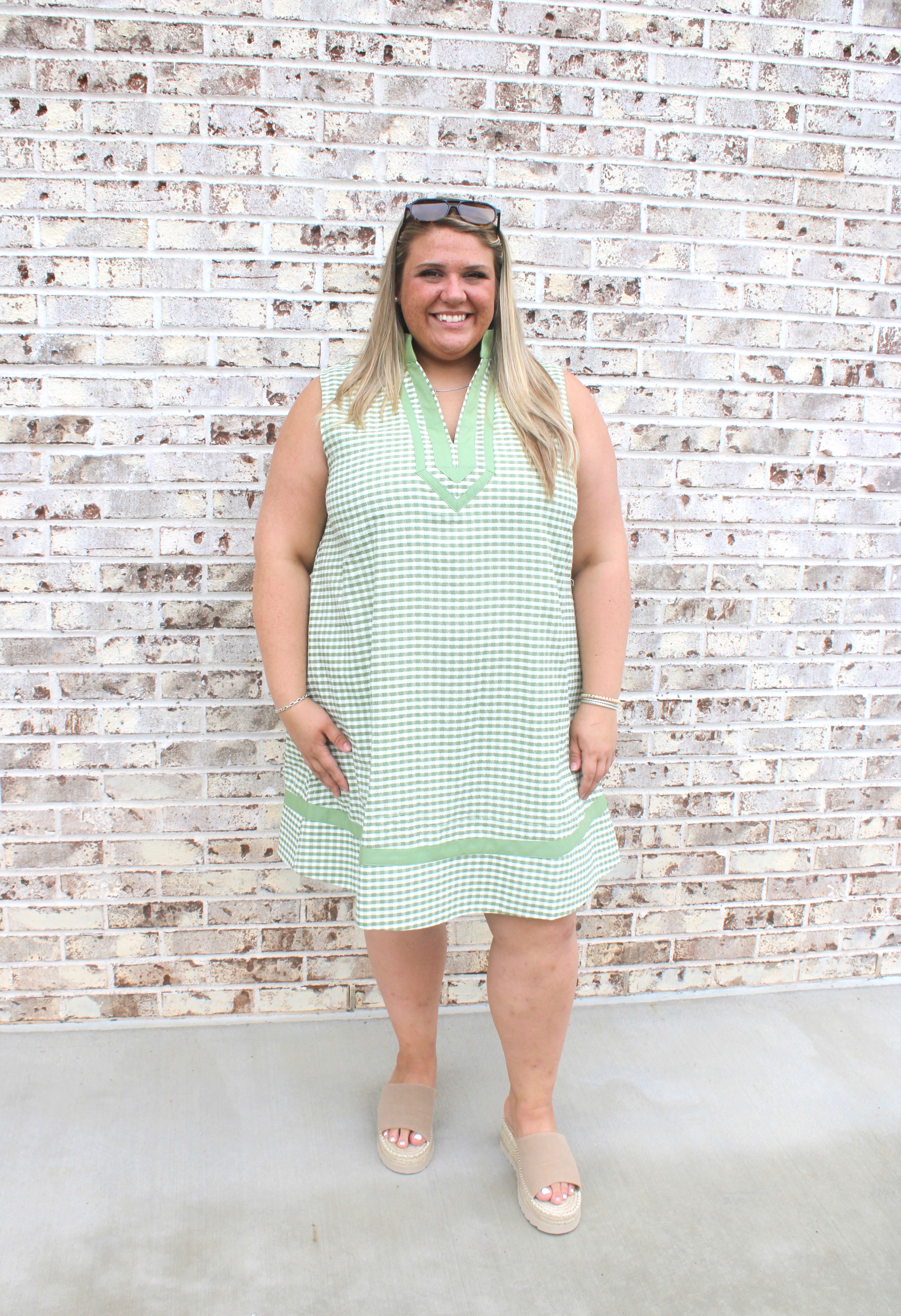 Green Gingham Shift