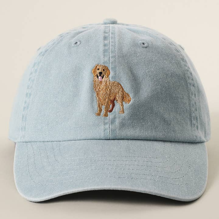 Golden Retriever Embroidered Pigment Dyed Baseball Cap