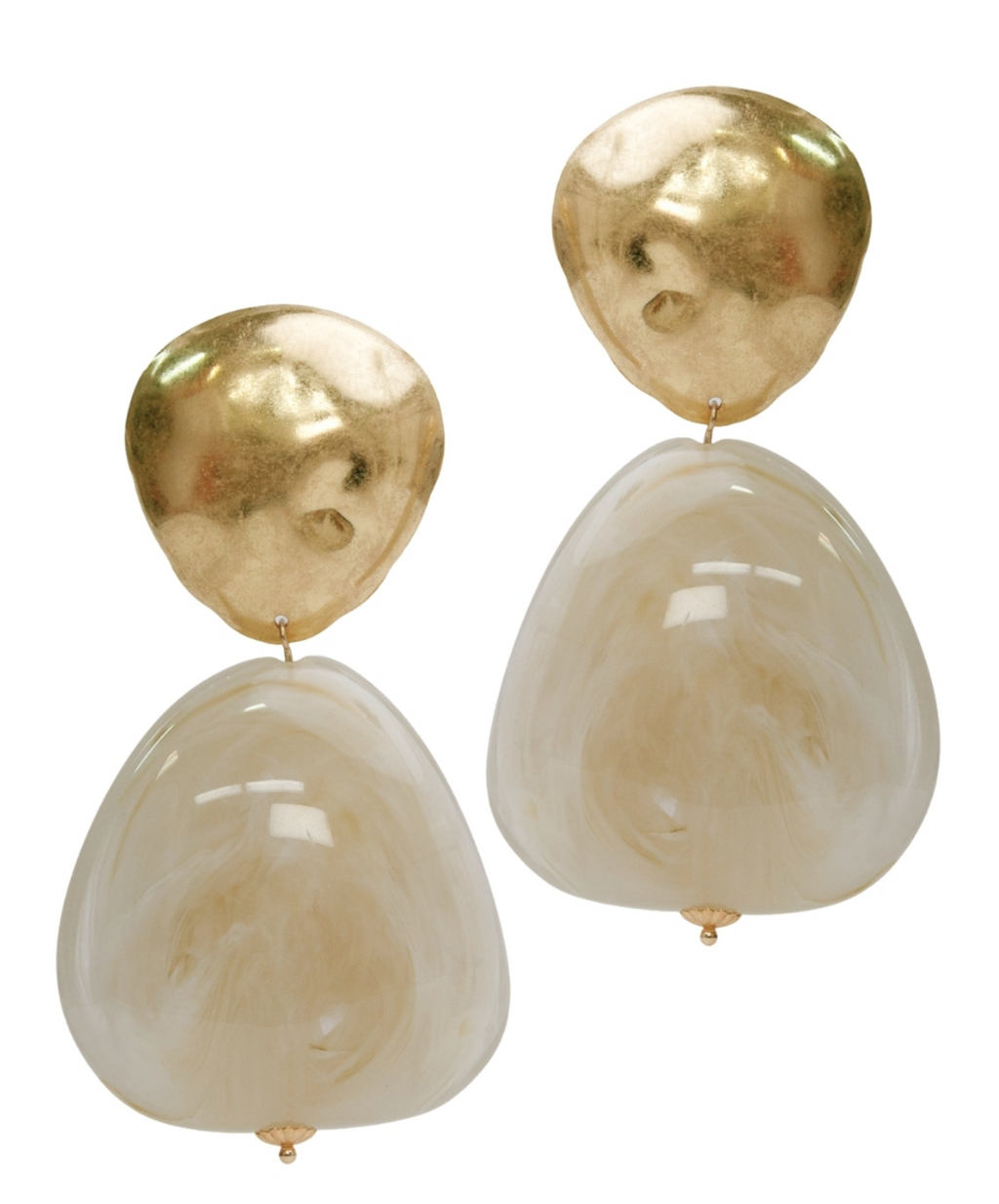 Brushed Gold & Color Bead Drop Earrings