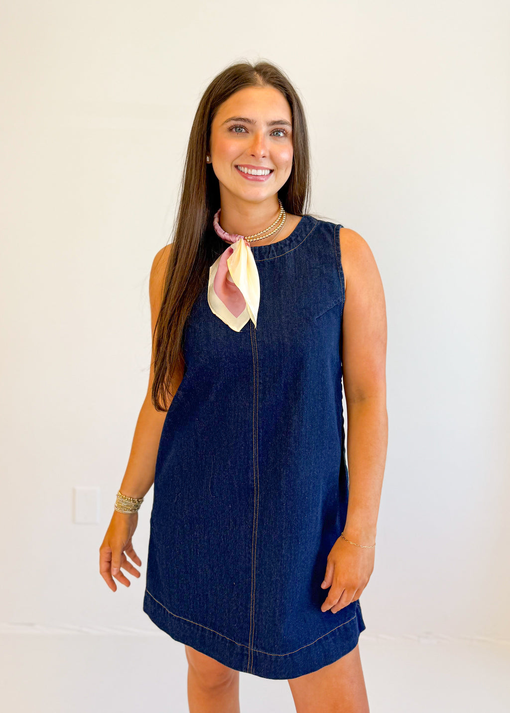 Dolly Denim Exposed Seam Mini Dress