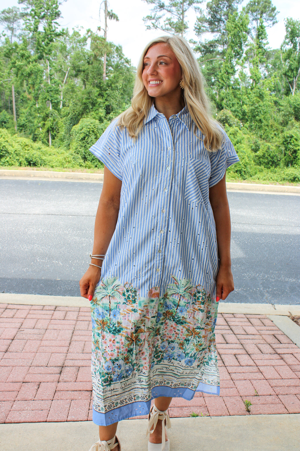 Meadow Stripe Midi Dress